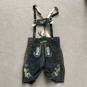 Mens 30” adjustable waist, leather lederhosen.